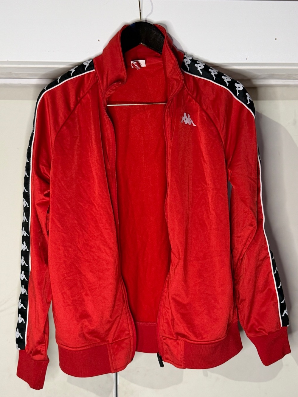 Kappa 222 Banda Anniston Track Jacket Red Black Size Small Excellent Condition
